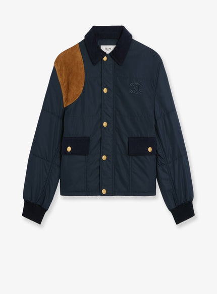 Celine Nylon Jacket With Suede Inserts Darknavy