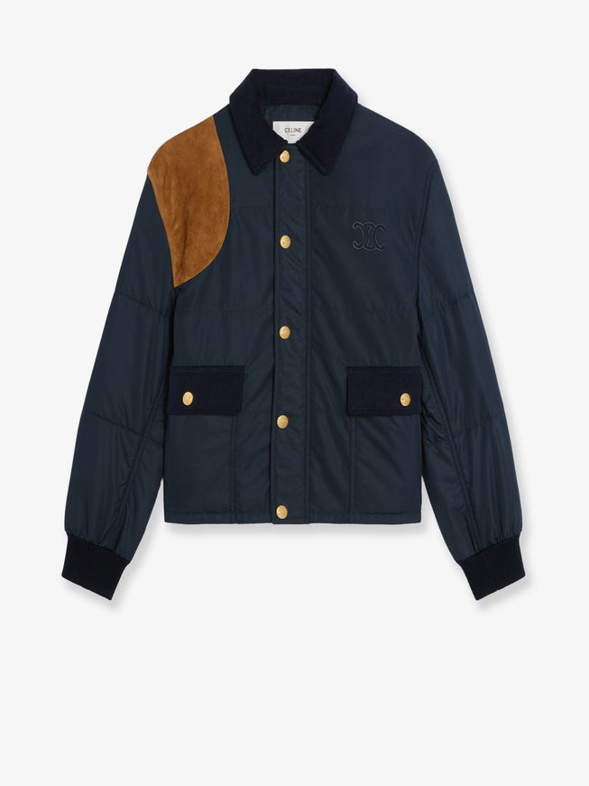 Celine Nylon Jacket With Suede Inserts Darknavy