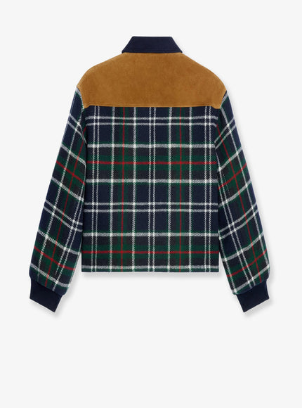 Celine Tartan Wool Jacket With Suede Inserts