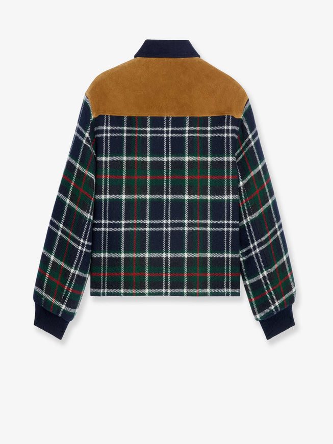 Celine Tartan Wool Jacket With Suede Inserts