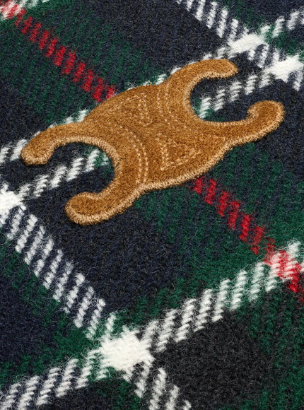 Celine Tartan Wool Jacket With Suede Inserts