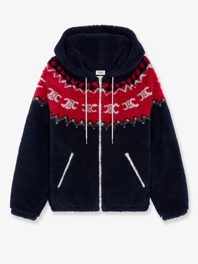 Celine Wool Blend Jacket Navy Red Ecru