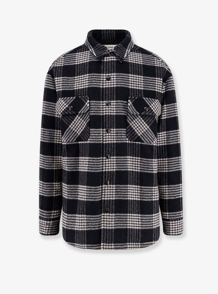 Celine Quilted Overshirt Wool Shirt Noir Craie