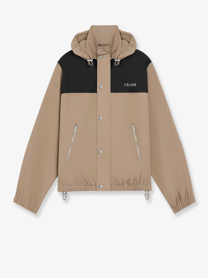 Celine Bicolor Nylon Jacket Dark Beige