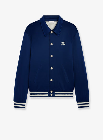 Celine Teddy Padded Nylon Bomber Navy Ecru