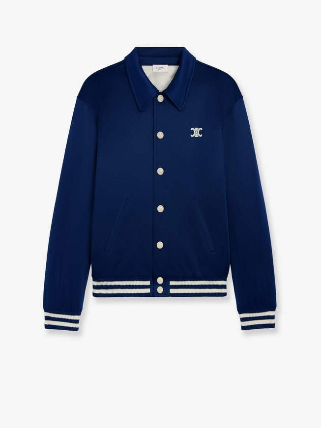 Celine Teddy Padded Nylon Bomber Navy Ecru