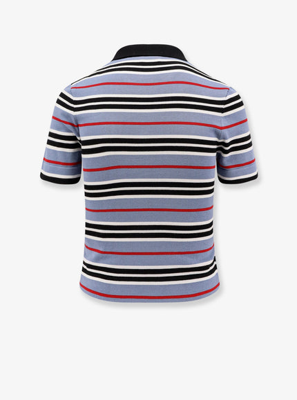 Celine Cotton Knit Polo Shirt With Striped Motif