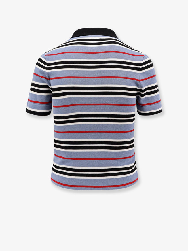 Celine Cotton Knit Polo Shirt With Striped Motif