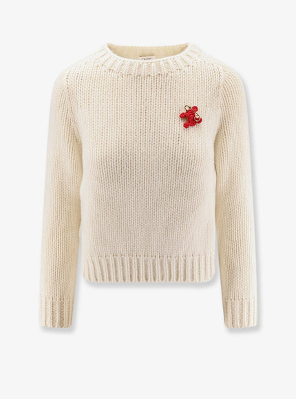 Celine Cashmere And Silk Blend Sweater Offwhite