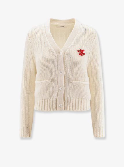 Celine Silk And Cashmere Cardigan Offwhite