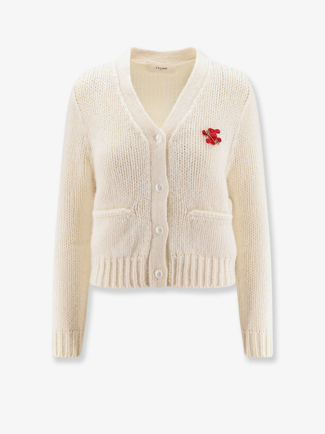 Celine Silk And Cashmere Cardigan Offwhite