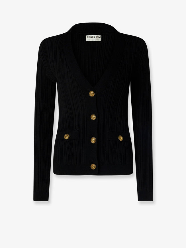 Chiara Boni New Pepper Viscose Cardigan Black