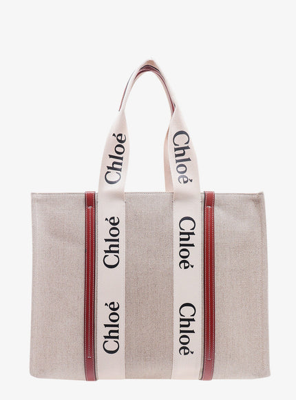 Chloe' Linen Shoulder Bag With Logo Print