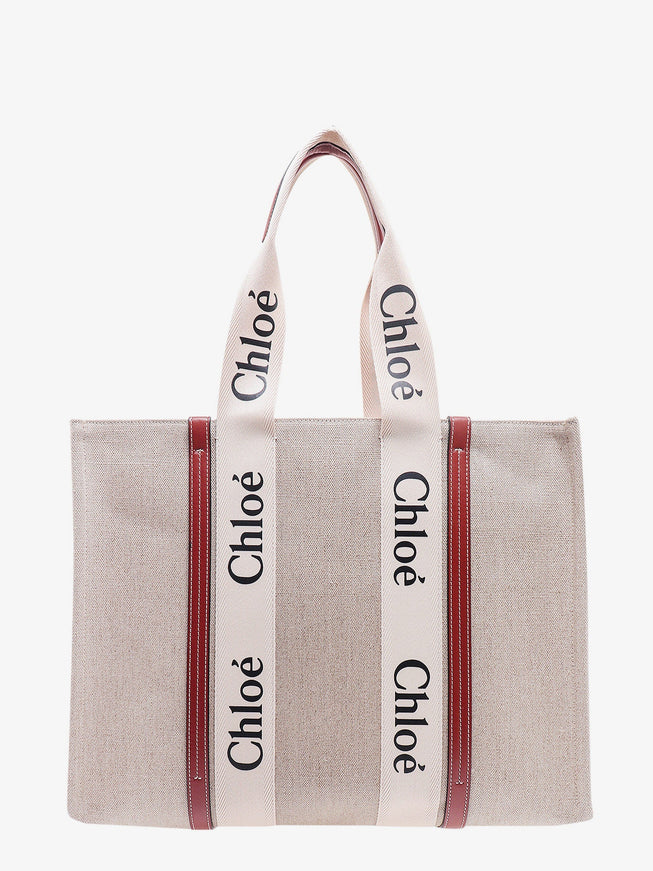 Chloe' Linen Shoulder Bag With Logo Print