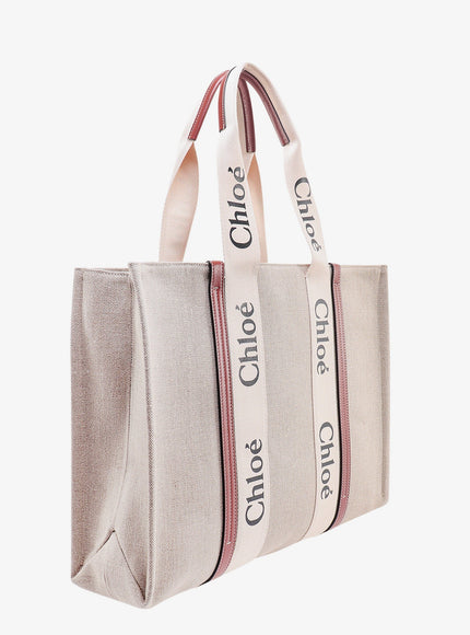 Chloe' Linen Shoulder Bag With Logo Print