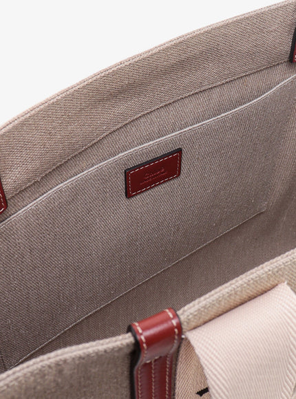 Chloe' Linen Shoulder Bag With Logo Print