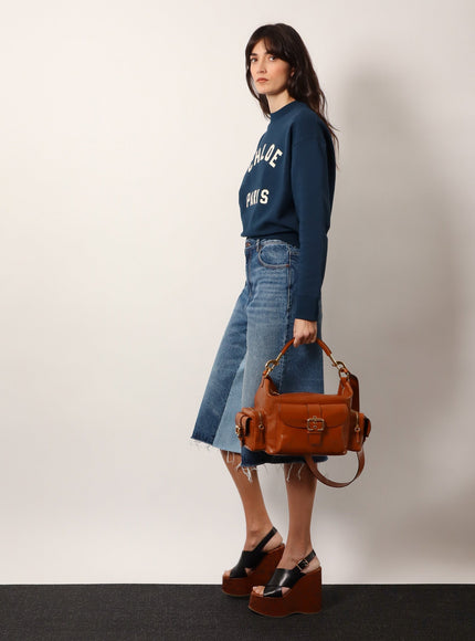 Chloe' Carry Shiny Buffalo Leather Shoulder Bag