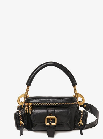 Chloe' Small Double Carry Leather Bag With Multipocket Detail Uni Nero
