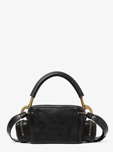 Chloe' Small Double Carry Leather Bag With Multipocket Detail