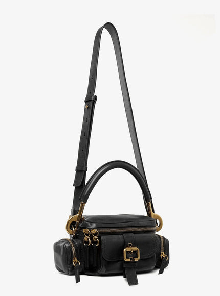 Chloe' Small Double Carry Leather Bag With Multipocket Detail