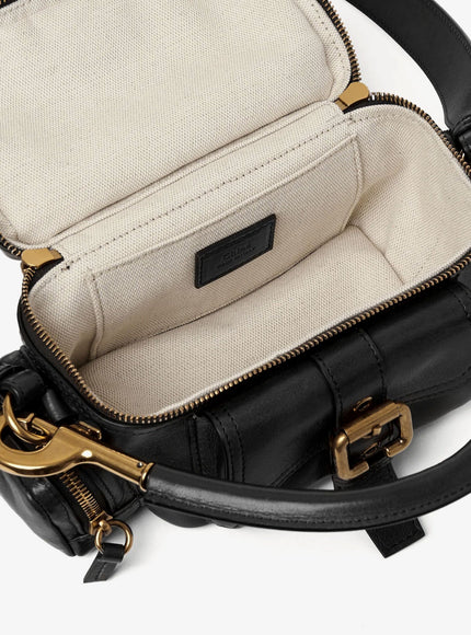Chloe' Small Double Carry Leather Bag With Multipocket Detail