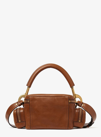 Chloe' Small Double Carry Leather Bag With Multipocket Detail