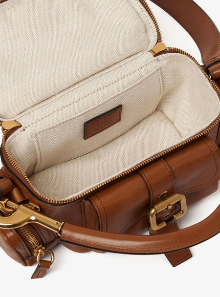 Chloe' Small Double Carry Leather Bag With Multipocket Detail