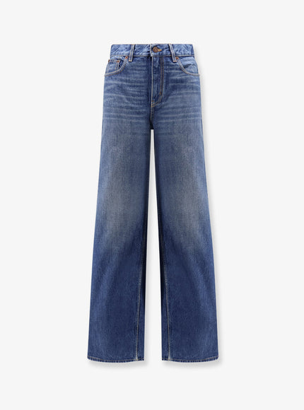 Chloe' Jeans With Leather Logo Tag Hazyblue
