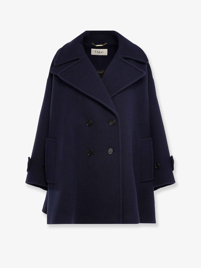 Chloe' Virgin Wool Blend Coat Eveningblue