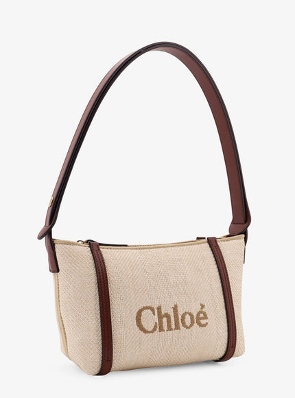 Chloe' Chloè Carry Canvas Shoulder Bag With Logo Embroidery