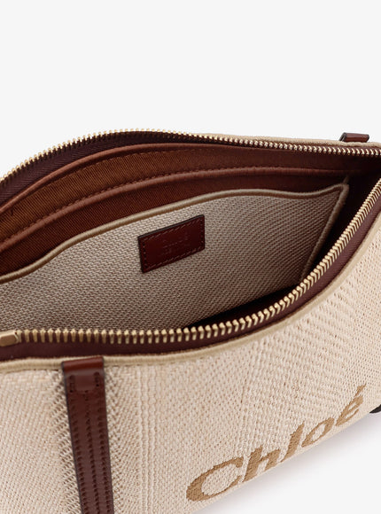 Chloe' Chloè Carry Canvas Shoulder Bag With Logo Embroidery