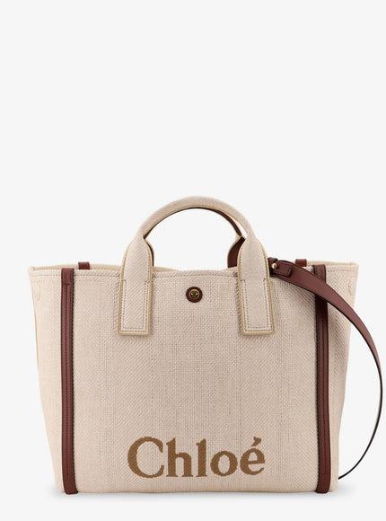 Chloe' Chloè Carry Canvas Shoulder Bag With Logo Embroidery