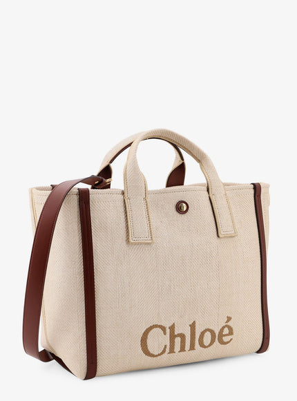 Chloe' Chloè Carry Canvas Shoulder Bag With Logo Embroidery