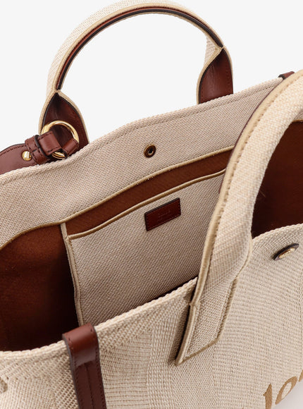 Chloe' Chloè Carry Canvas Shoulder Bag With Logo Embroidery