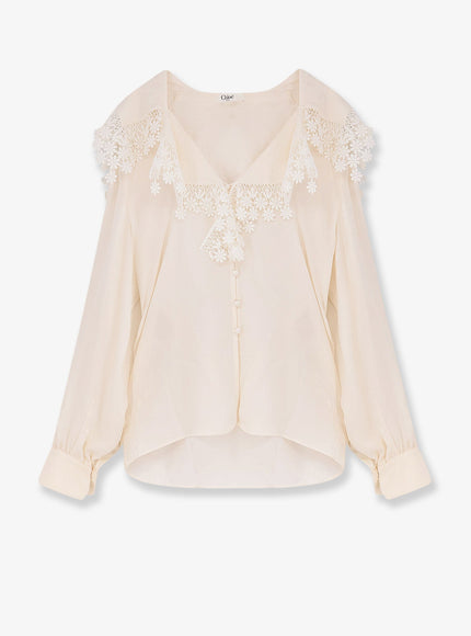 Chloe' Printed Silk Shirt Iconic Milk