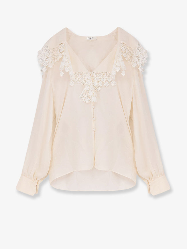 Chloe' Printed Silk Shirt Iconic Milk
