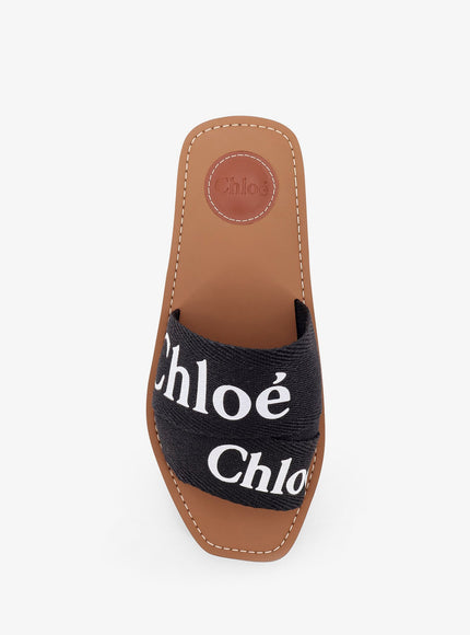 Chloe' Woody Linen Flat Sandals