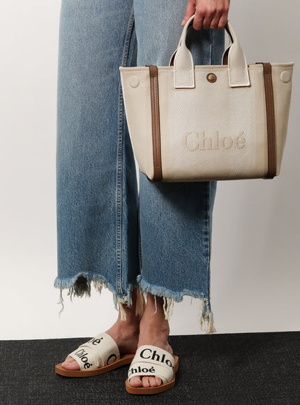 Chloe' Woody Linen Flat Sandals