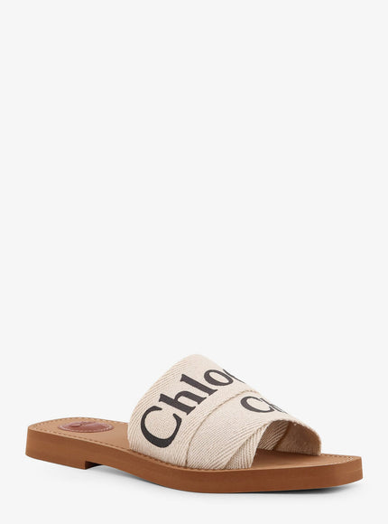 Chloe' Woody Linen Flat Sandals