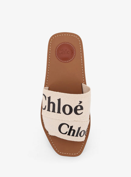 Chloe' Woody Linen Flat Sandals