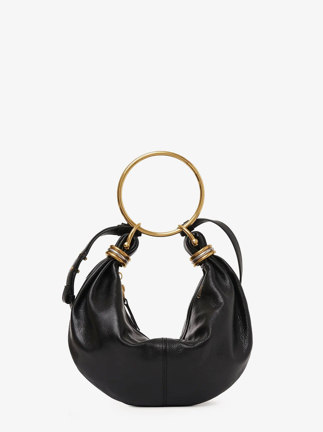 Chloe' Bracelet Bag Leather Handbag Uni Black