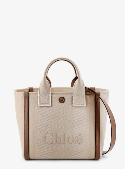 Chloe' Chloé Carry Canvas Shoulder Bag With Logo Embroidery