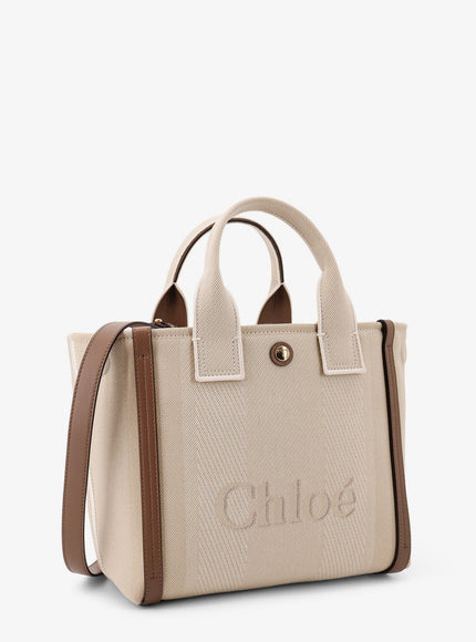Chloe' Chloé Carry Canvas Shoulder Bag With Logo Embroidery