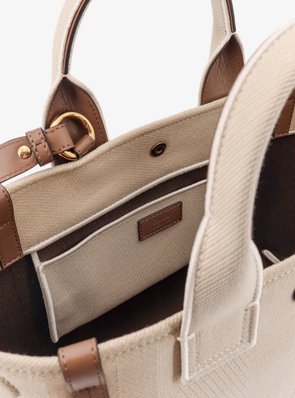 Chloe' Chloé Carry Canvas Shoulder Bag With Logo Embroidery