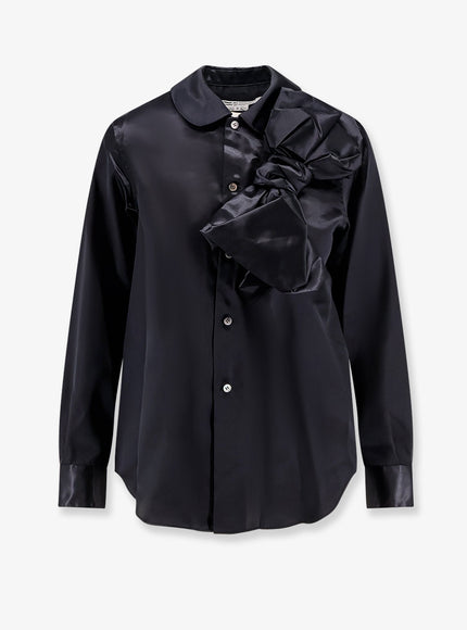 Comme Des Garçons Play Satin Shirt With Maxi Bow Black