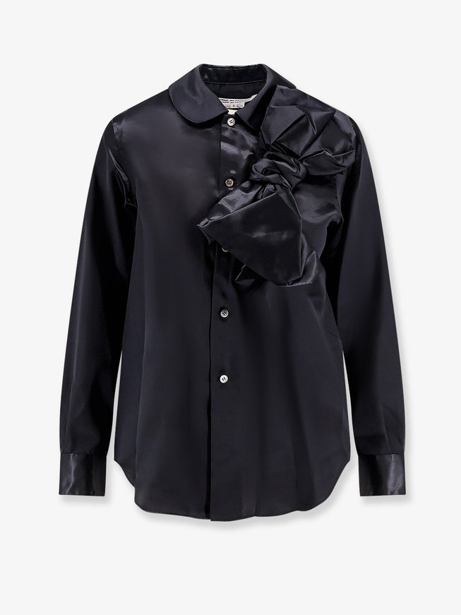 Comme Des Garçons Play Satin Shirt With Maxi Bow Black