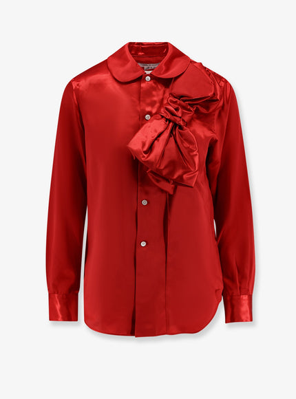 Comme Des Garçons Play Satin Shirt With Maxi Bow Red