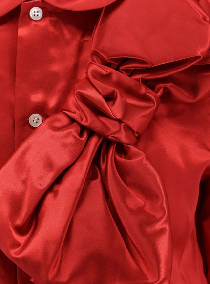 Comme Des Garçons Play Satin Shirt With Maxi Bow