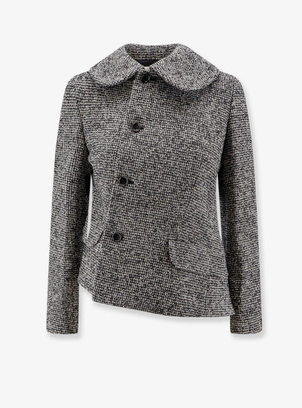 Comme Des Garçons Play Wool Asymmetrical Blazer Blackecru
