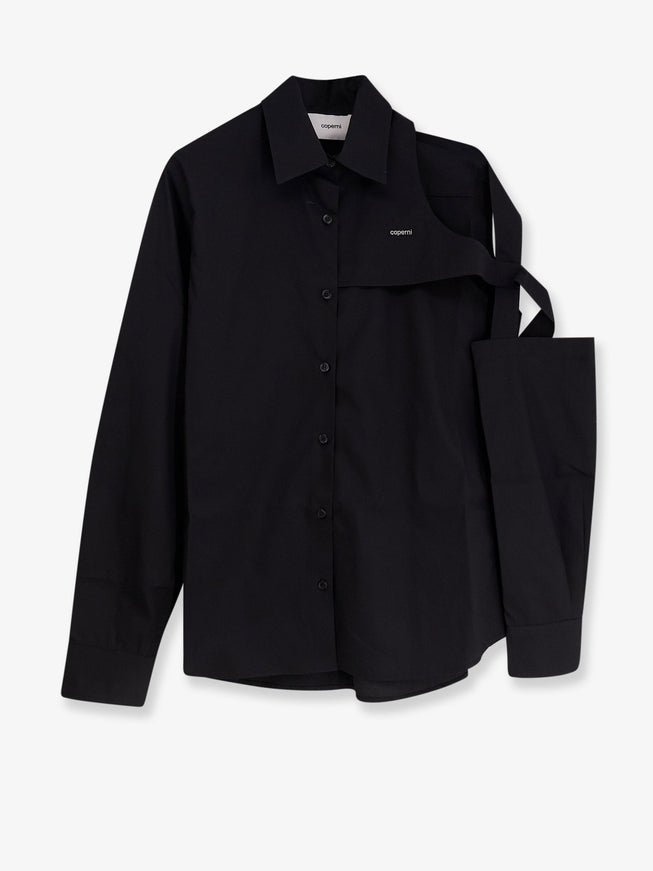 Coperni Cotton Shirt With Metal Lettering Logo Black